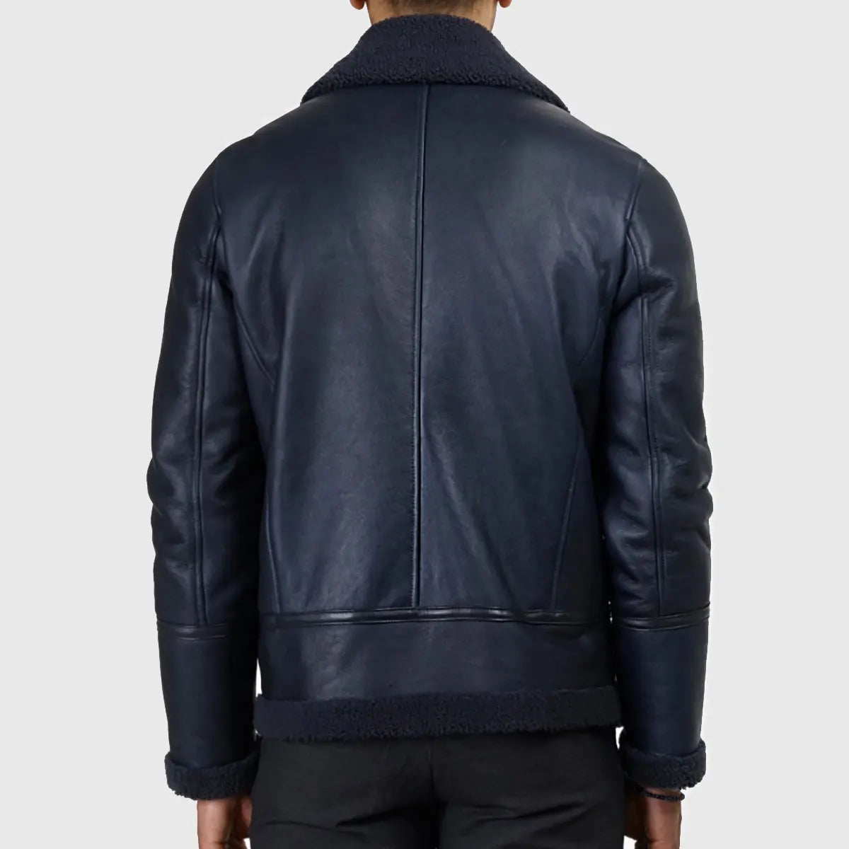 MIRLZAR Carter Men’s Blue B-3 Bomber Leather Jacket – Aviator Heritage Winter Edition