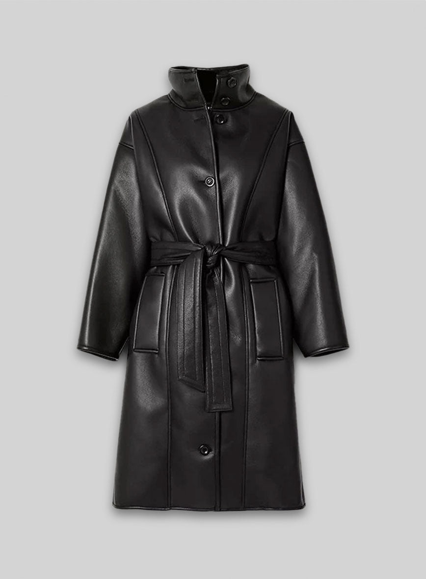 MIRLZAR Wrap Leather Trench Coat
