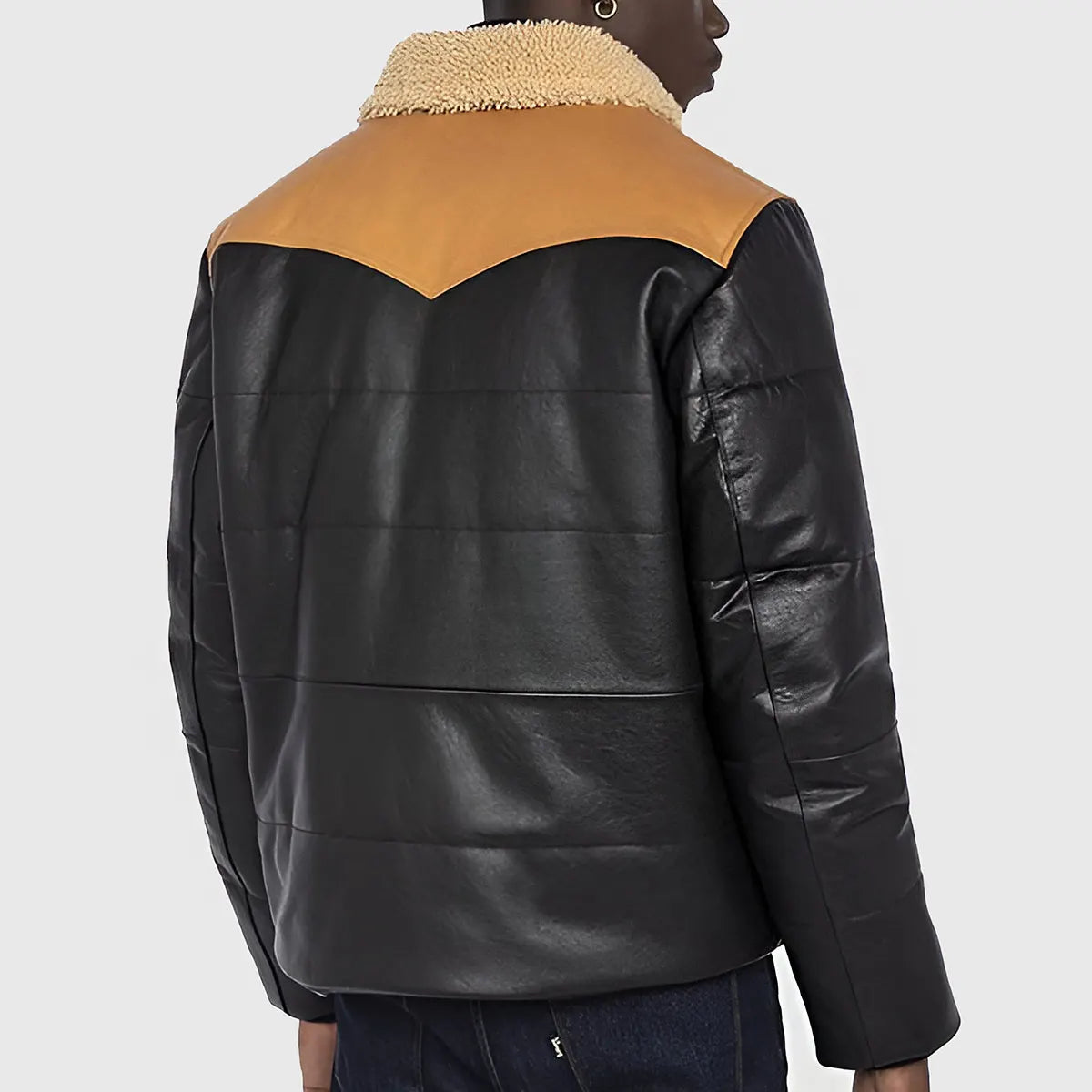 MIRLZAR Nathan Men’s Black Bomber Shearling Leather Jacket – Premium Winter Luxe Edition