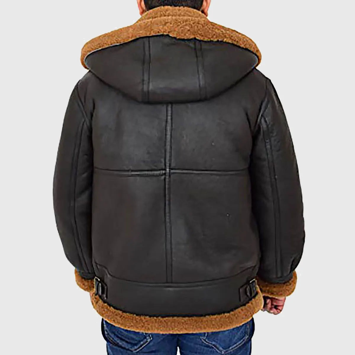 MIRLZAR Victor Men’s Black Hooded B-3 Bomber Leather Jacket – Classic Aviator Winter Edition