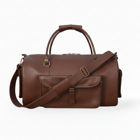 Mirlzar Softy Dark Brown Full-Grain Leather Duffel Bag