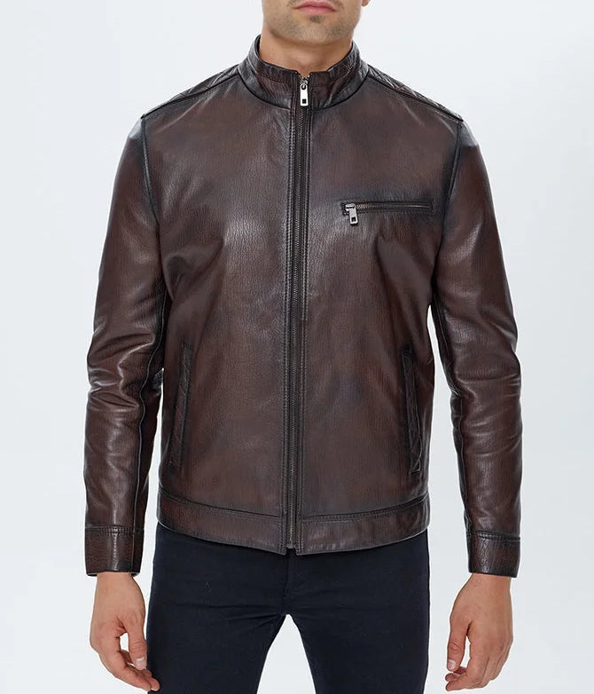 Mirlzar Alonzo Men’s Brown Sheepskin Leather Jacket
