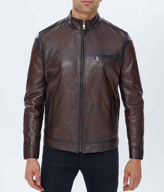 Mirlzar Alonzo Men’s Brown Sheepskin Leather Jacket
