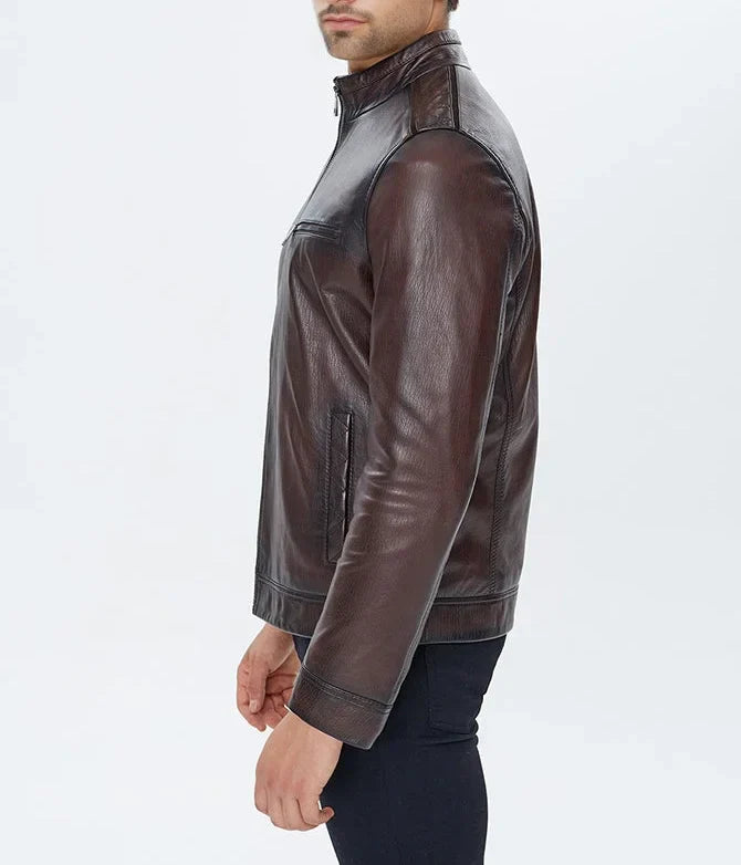 Mirlzar Alonzo Men’s Brown Sheepskin Leather Jacket