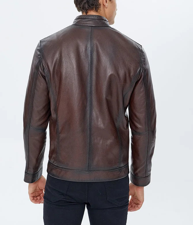 Mirlzar Alonzo Men’s Brown Sheepskin Leather Jacket