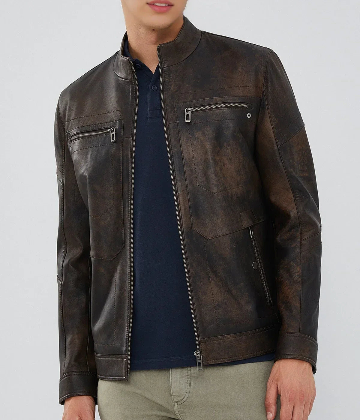 Mirlzar Bohemia Men’s Vintage Brown Sheepskin Leather Jacket