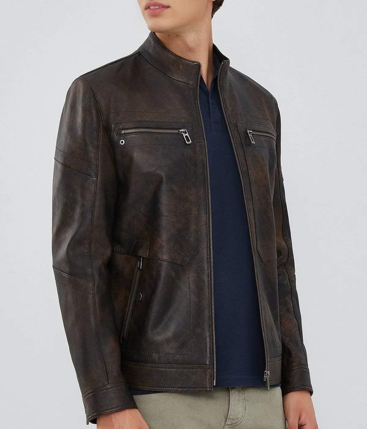 Mirlzar Bohemia Men’s Vintage Brown Sheepskin Leather Jacket