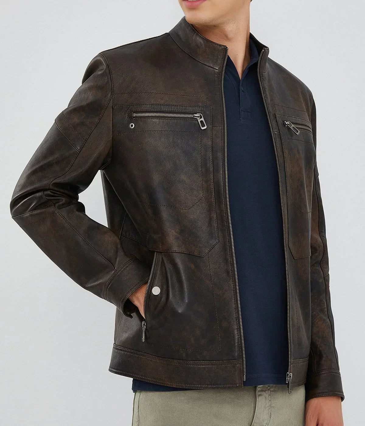 Mirlzar Bohemia Men’s Vintage Brown Sheepskin Leather Jacket