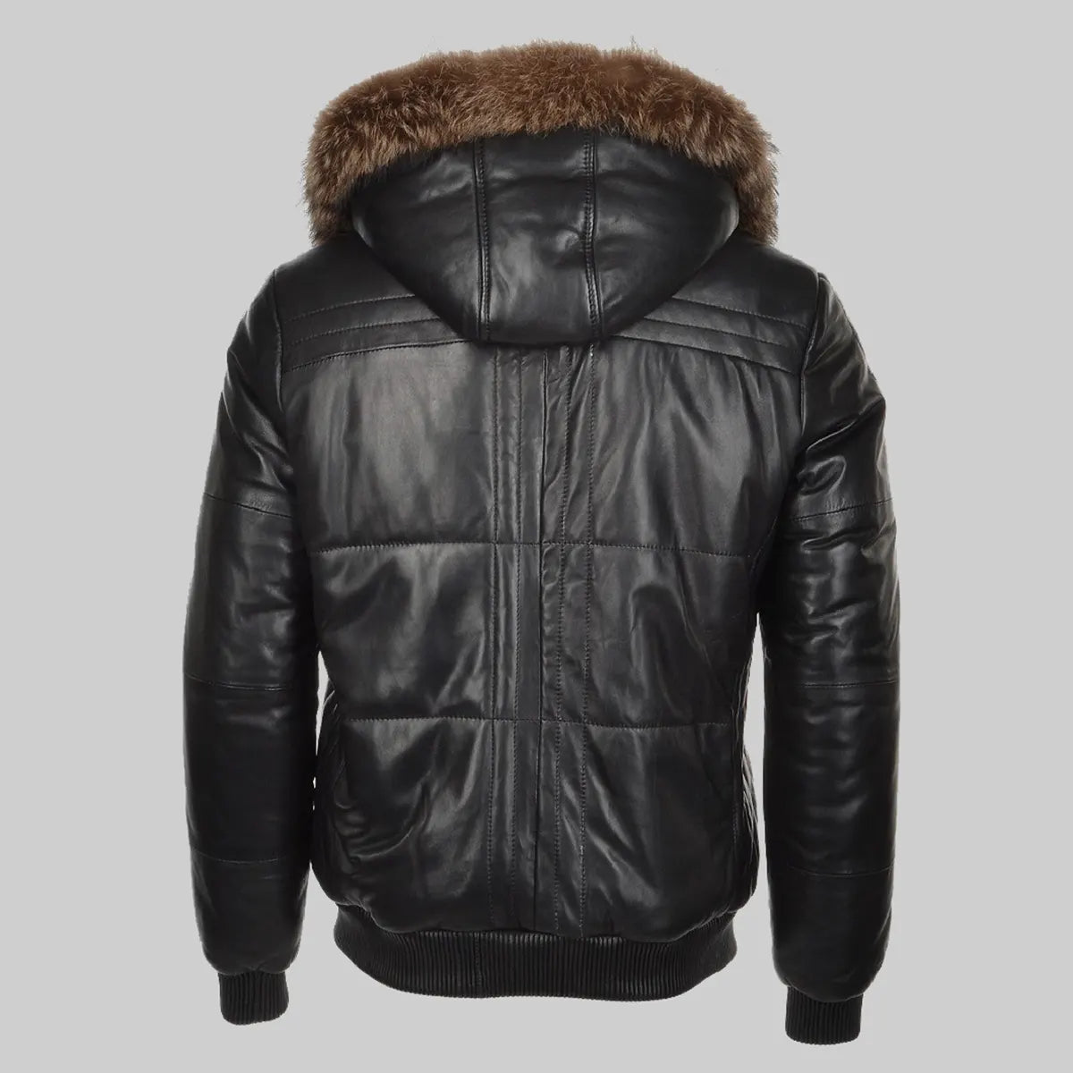 MIRLZAR Carter Men’s Black Bomber Fur Hooded Leather Jacket – Urban Winter Edition