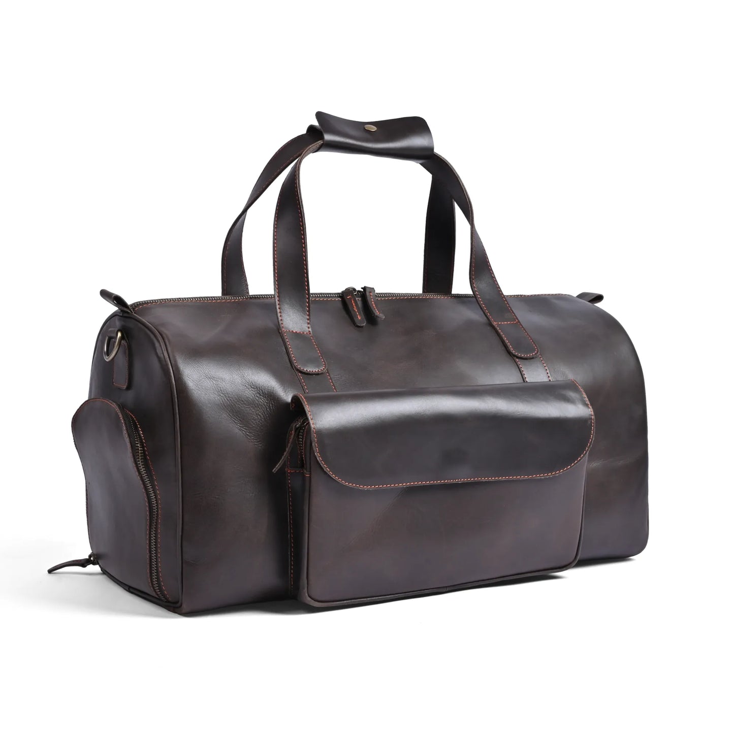 Mirlzar Choco Full-Grain Pull-Up Leather Duffel Bag
