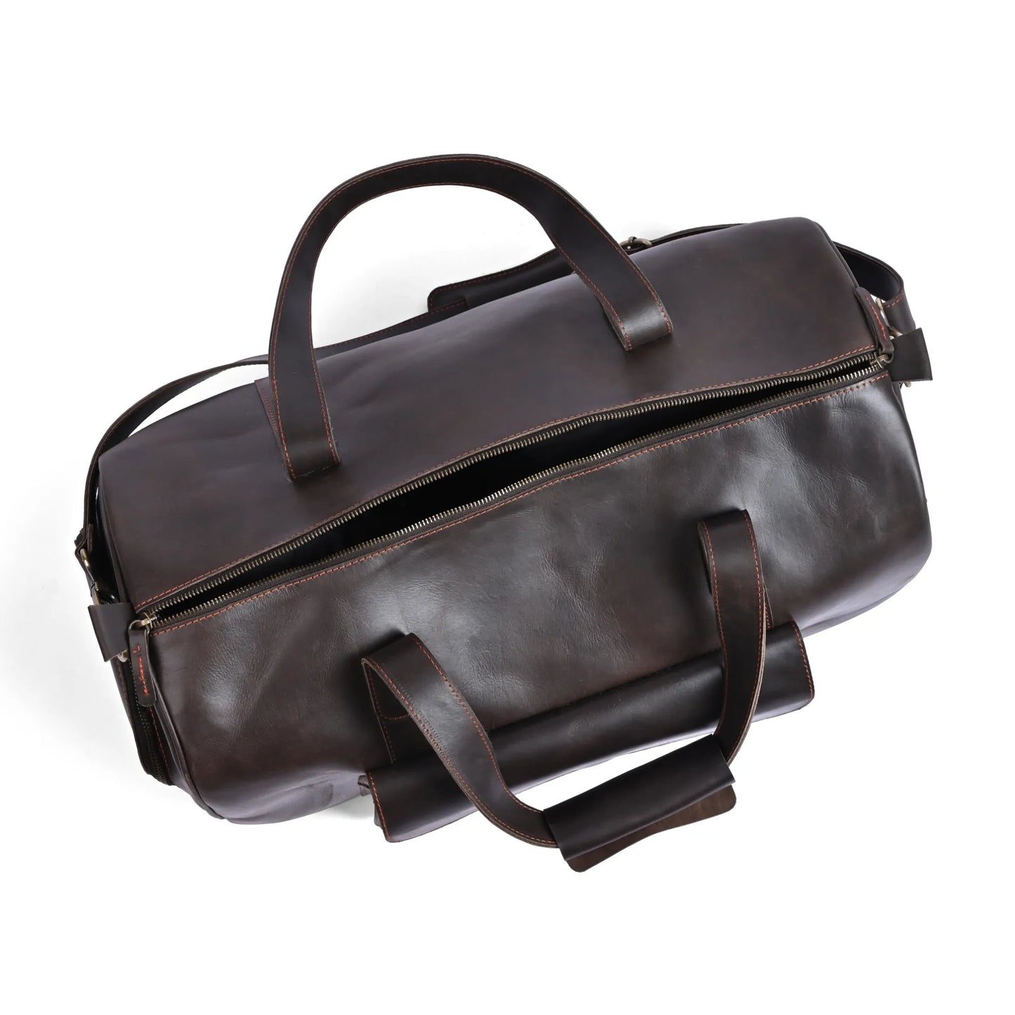 Mirlzar Choco Full-Grain Pull-Up Leather Duffel Bag