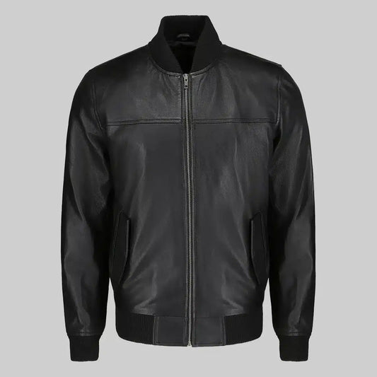 MIRLZAR Frig Men’s Black Bomber Leather Jacket – Modern Urban Essential Edition