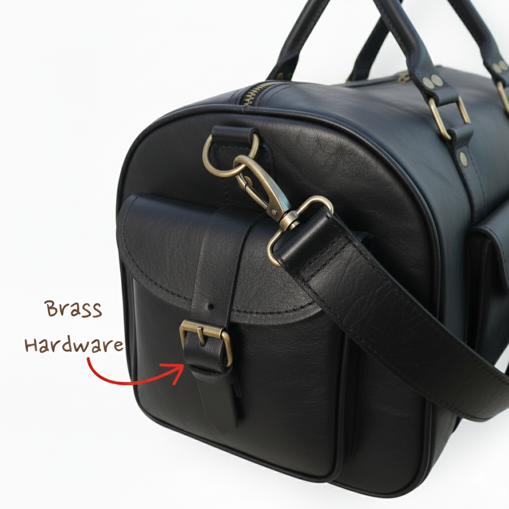 Black Full-Grain Leather Duffel Bag – Premium Men’s Travel & Gym Holdall | Mirlzar