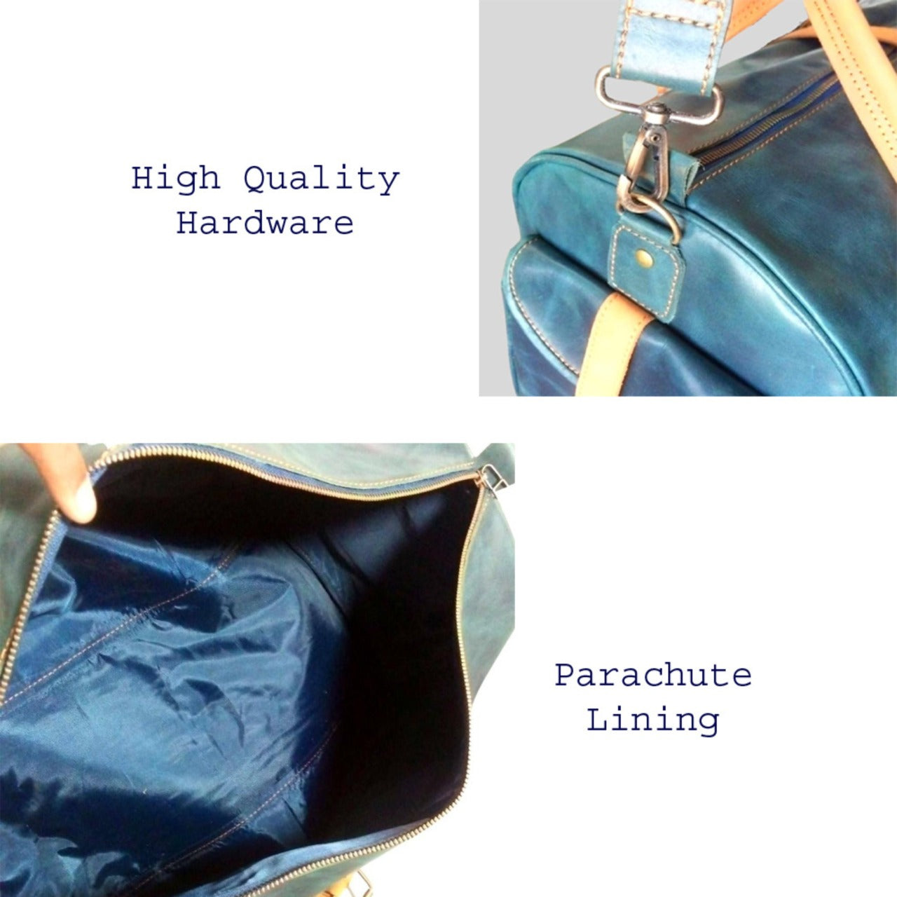 Navy Full-Grain Cow Pull-Up Leather Duffel Bag – Premium Travel Weekender | Mirlzar
