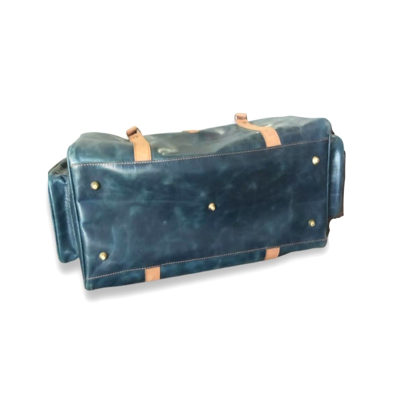 Navy Full-Grain Cow Pull-Up Leather Duffel Bag – Premium Travel Weekender | Mirlzar