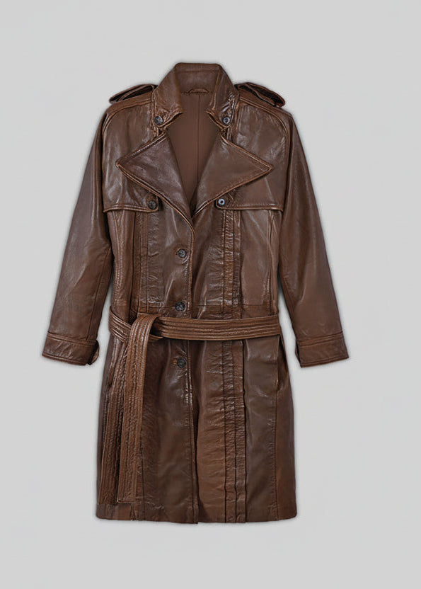 MIRLZAR Spanish Brown Leather Long Coat