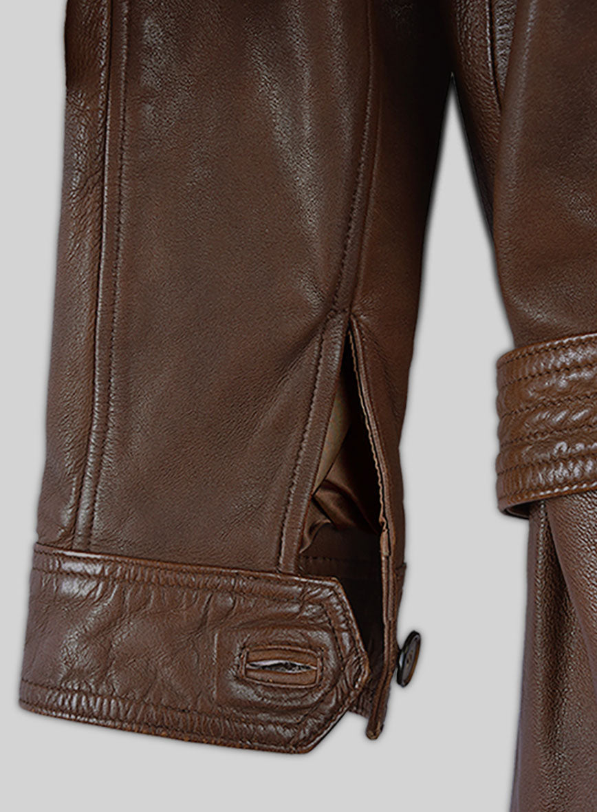 MIRLZAR Spanish Brown Leather Long Coat 3