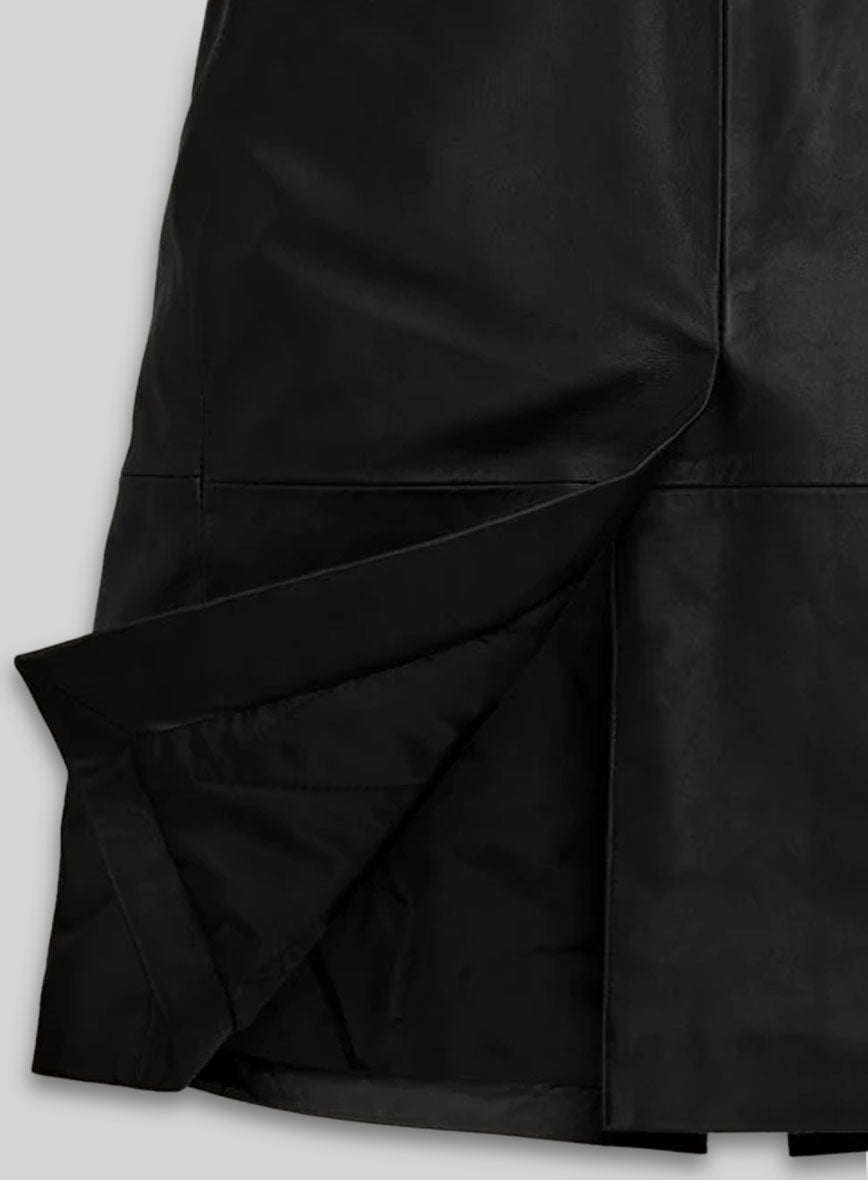 MIRLZAR Women’s Black Leather Long Coat 2