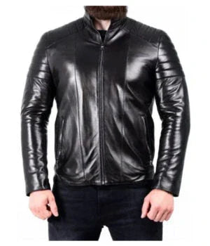 Mirlzar Ed | Men's Black Sheepskin Leather Biker Jacket
