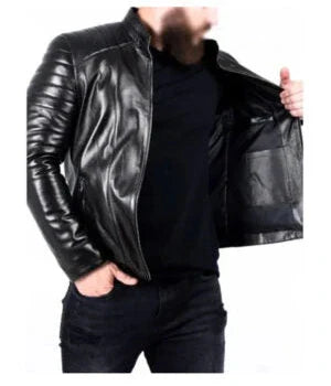 Mirlzar Ed | Men's Black Sheepskin Leather Biker Jacket
