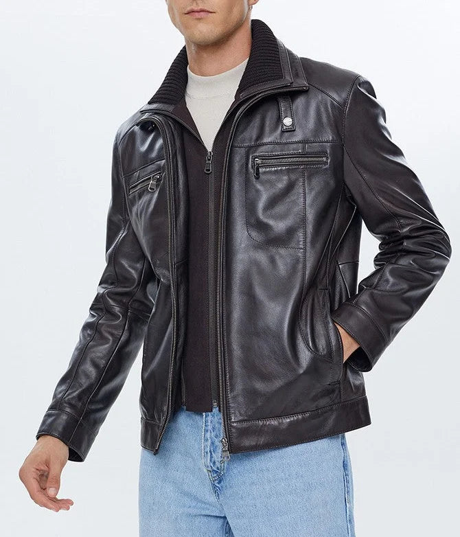 Mirlzar Reacher Men’s Black Leather Biker Jacket
