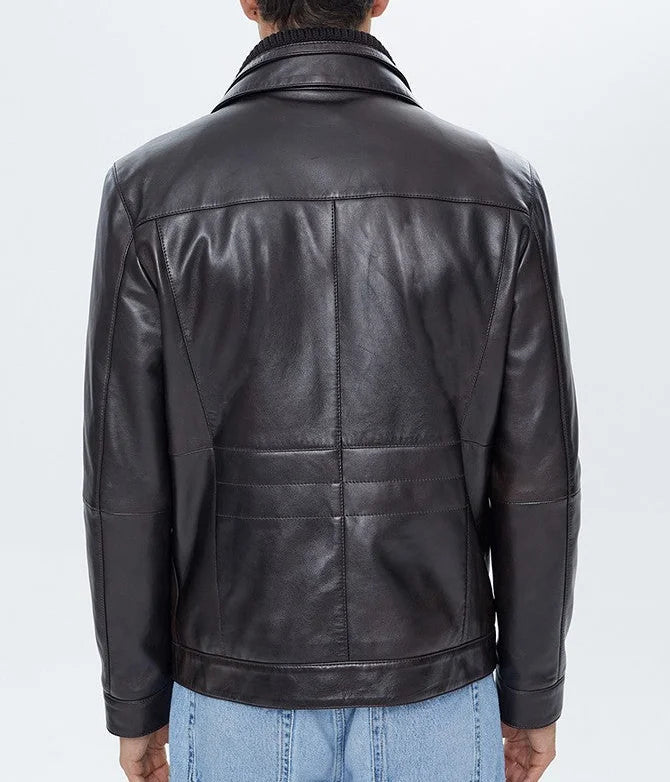 Mirlzar Reacher Men’s Black Leather Biker Jacket