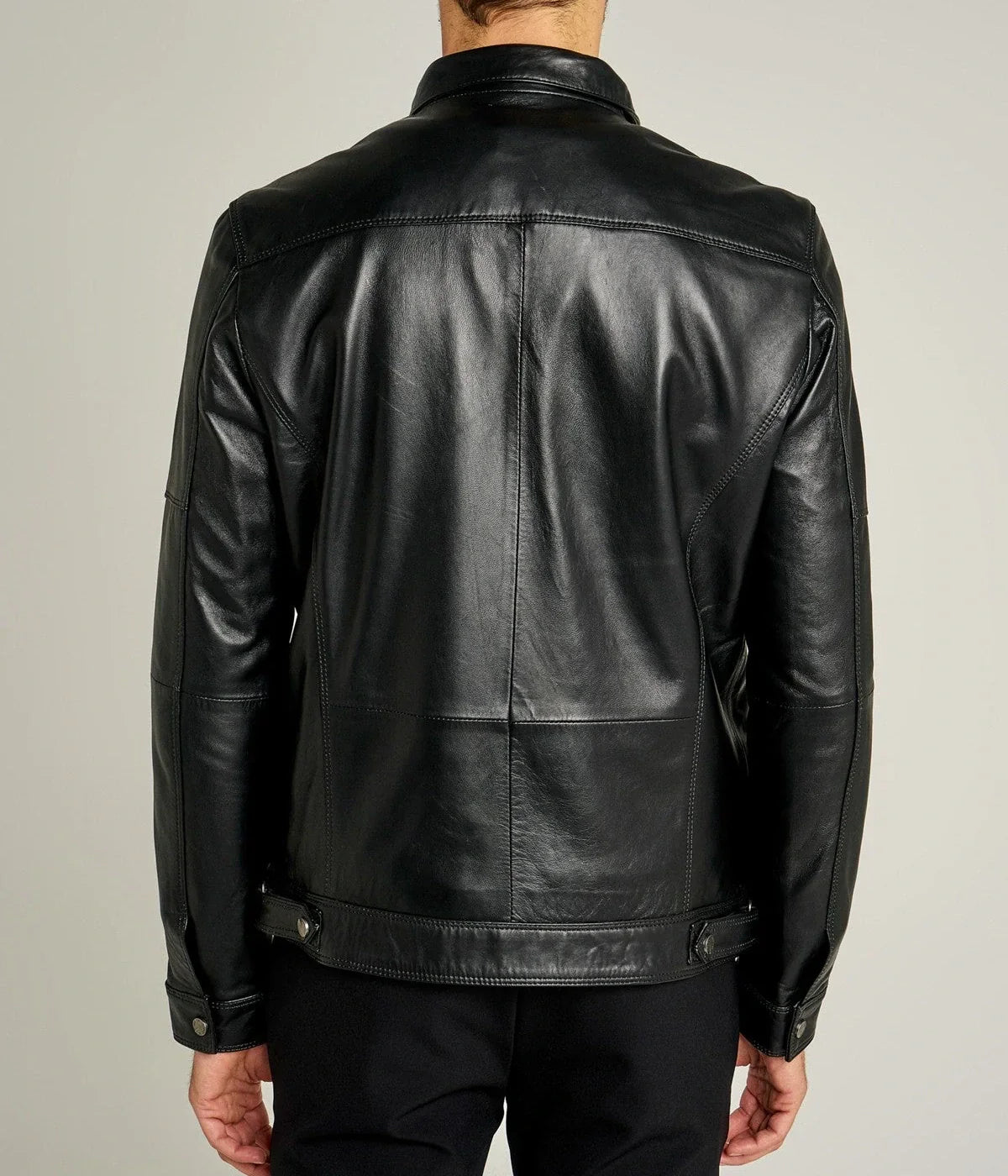 Mirlzar Rockafella | Men's Black Sheepskin Leather Biker Jacket