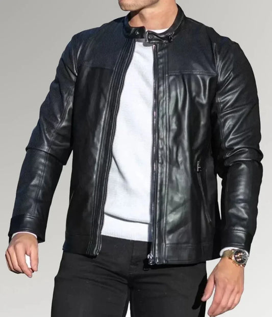 Mirlzar Rider | Men's Black Cafe Racer Leather Jacket