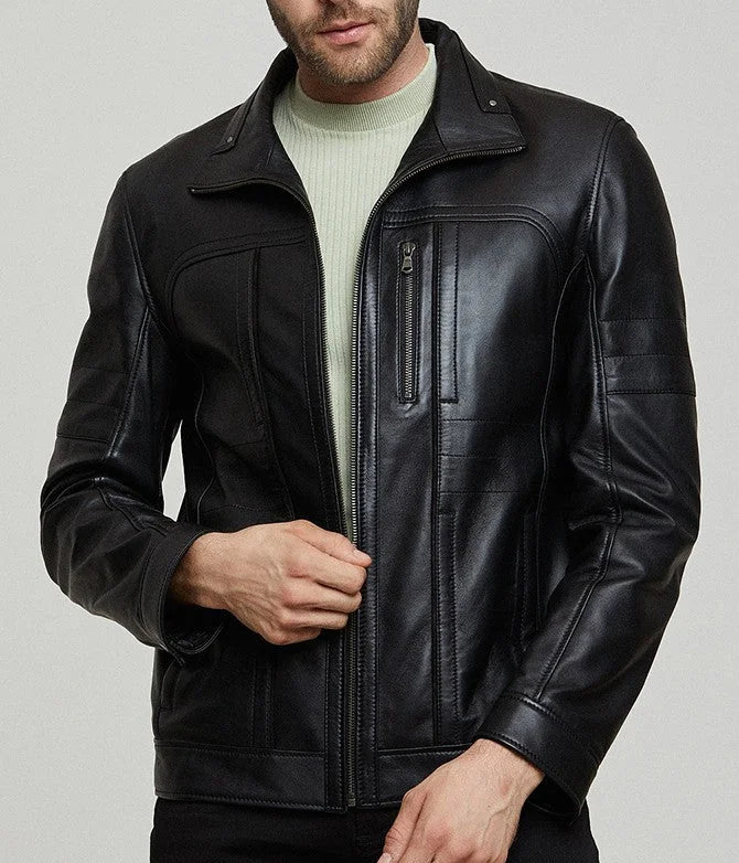 Mirlzar Stryker Men’s Black Leather Biker Jacket