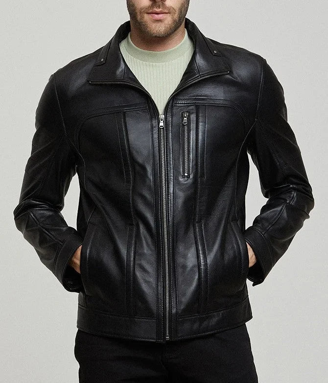Mirlzar Stryker Men’s Black Leather Biker Jacket