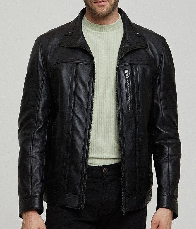 Mirlzar Stryker Men’s Black Leather Biker Jacket