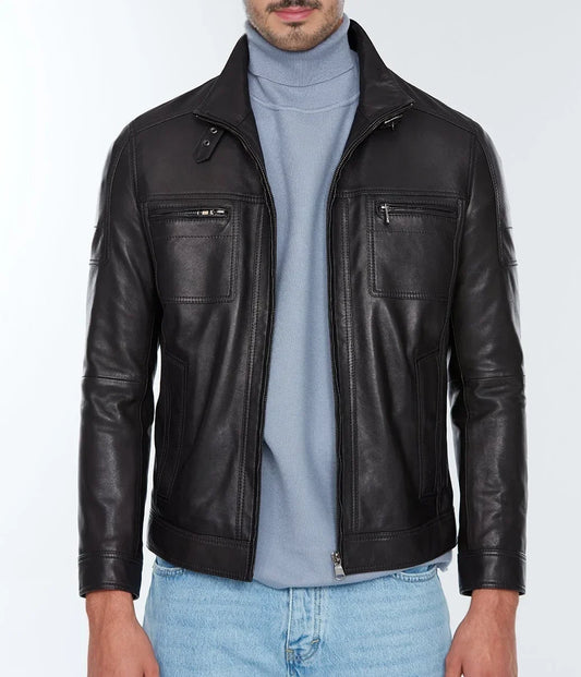 Mirlzar Wayne Men’s Sheepskin Leather Jacket – Black