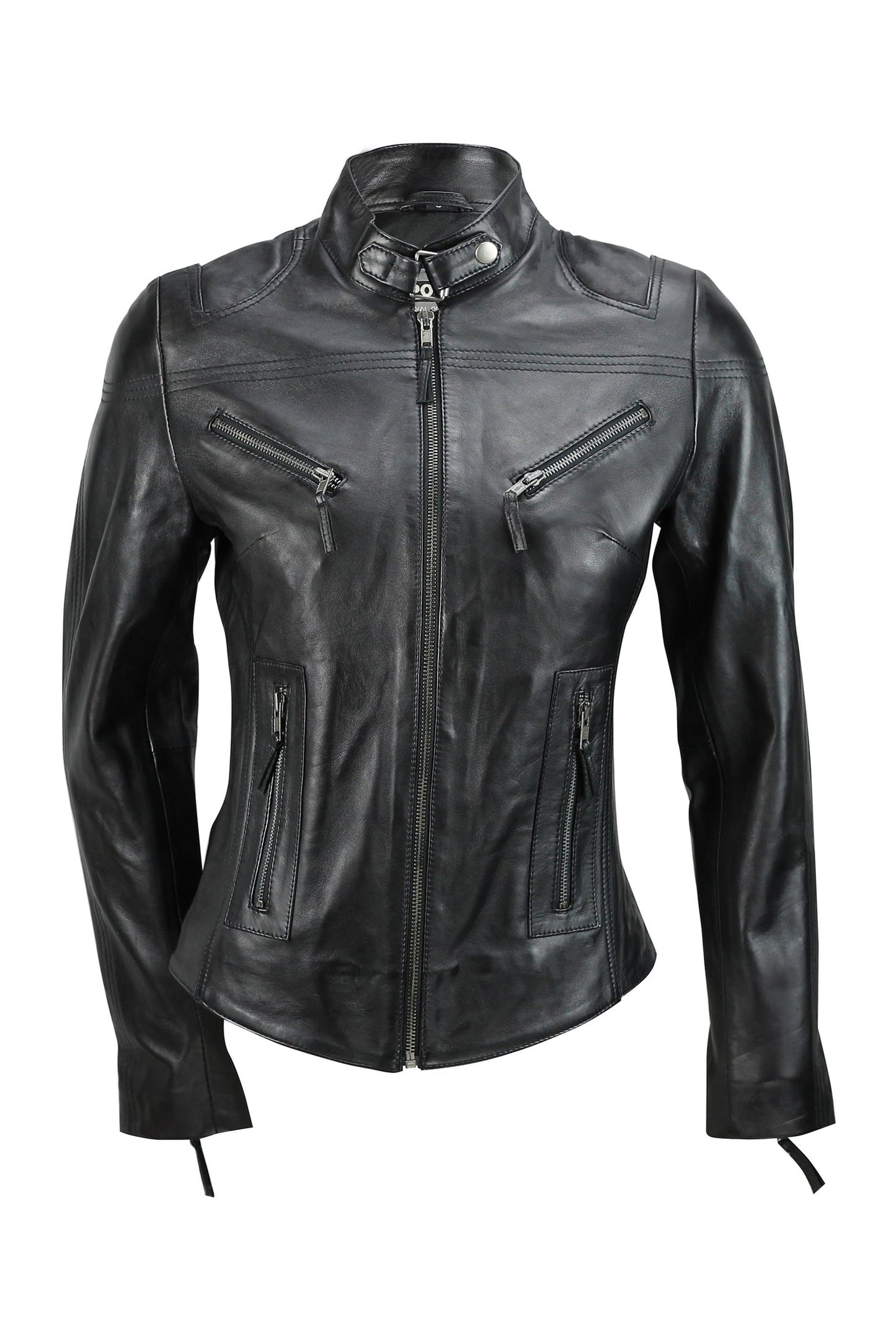 Women’s Black Leather Slim Fit Biker Jacket