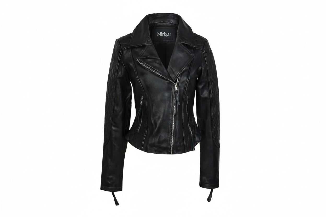 Women’s Black Vintage Biker Leather Jacket