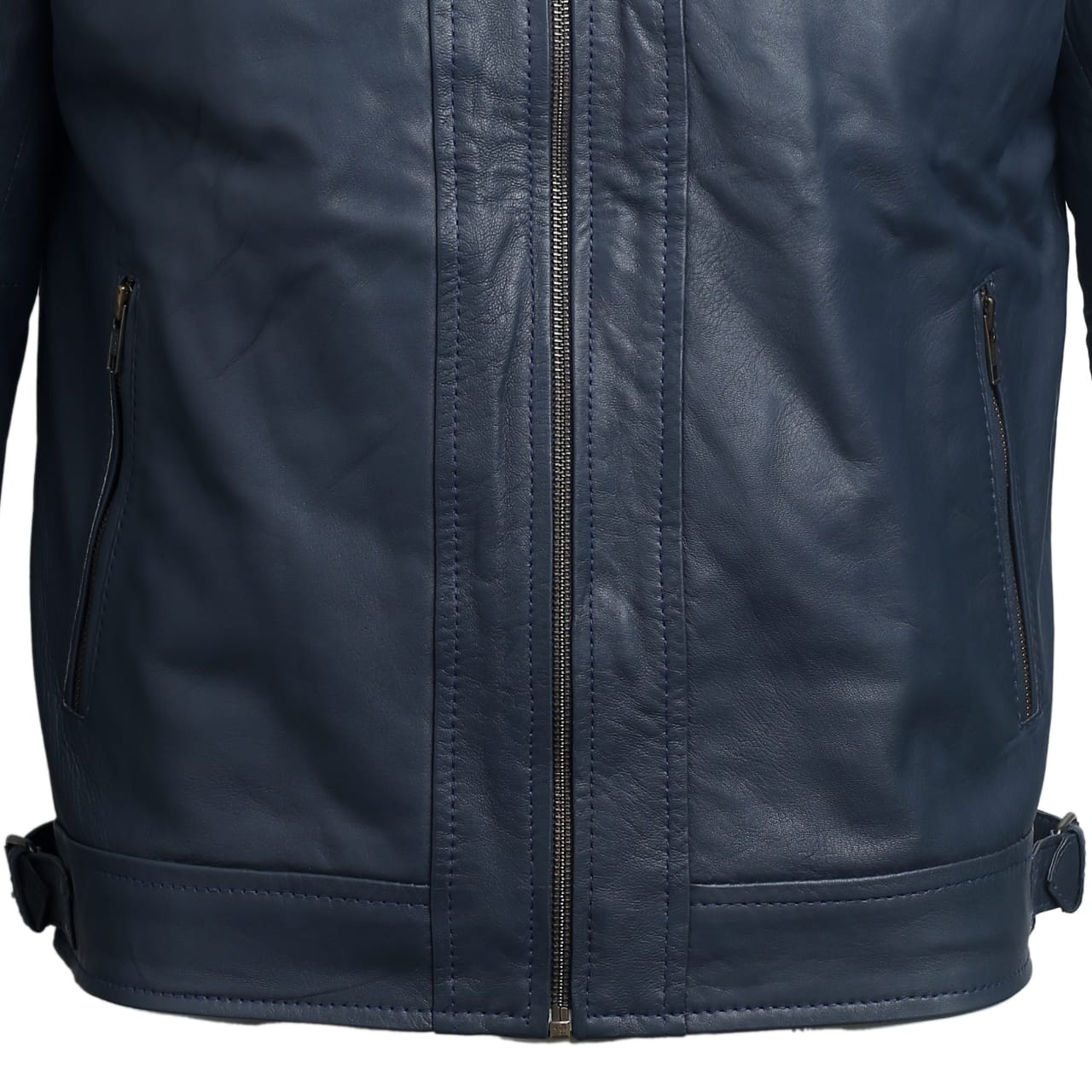 Men Blue Leather Jacket