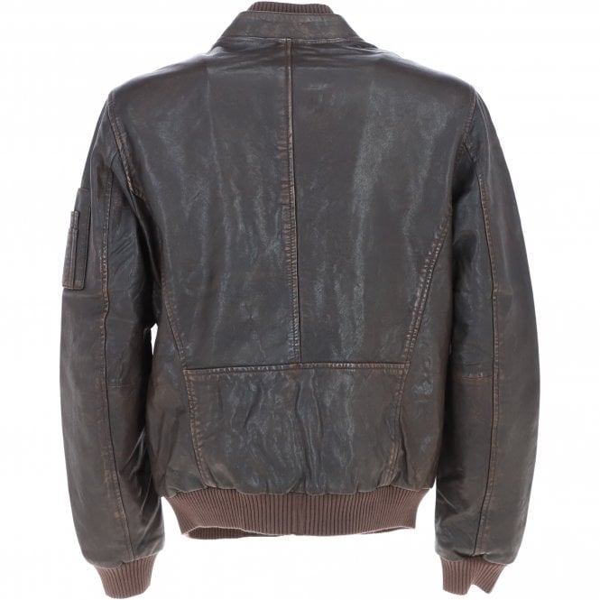 Men’s Coffee Brown Vintage Leather Bomber Jacket