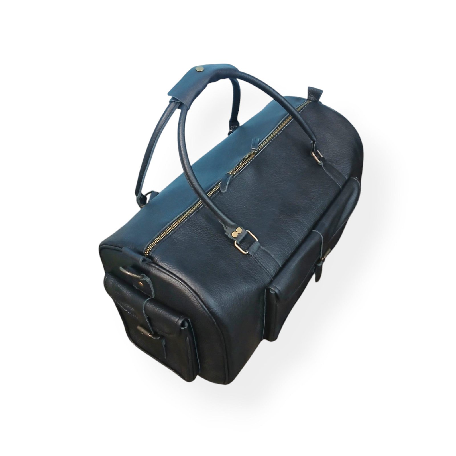 Mirlzar Softy Black Full-Grain Leather Duffel Bag - Image 3