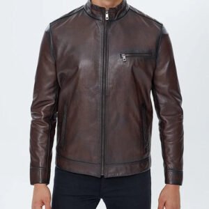 Mirlzar Alonzo Men’s Brown Sheepskin Leather Jacket