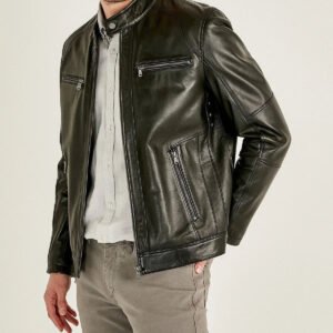 Mirlzar | Men's Black Sheepskin Biker Leather Jacket