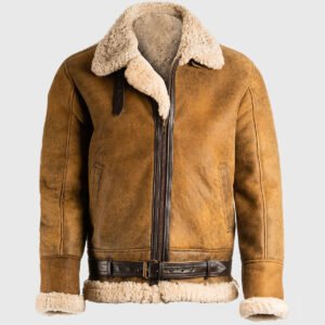 MIRLZAR Brad Men’s Brown B-3 Bomber Leather Jacket – Classic Aviator Heritage Edition
