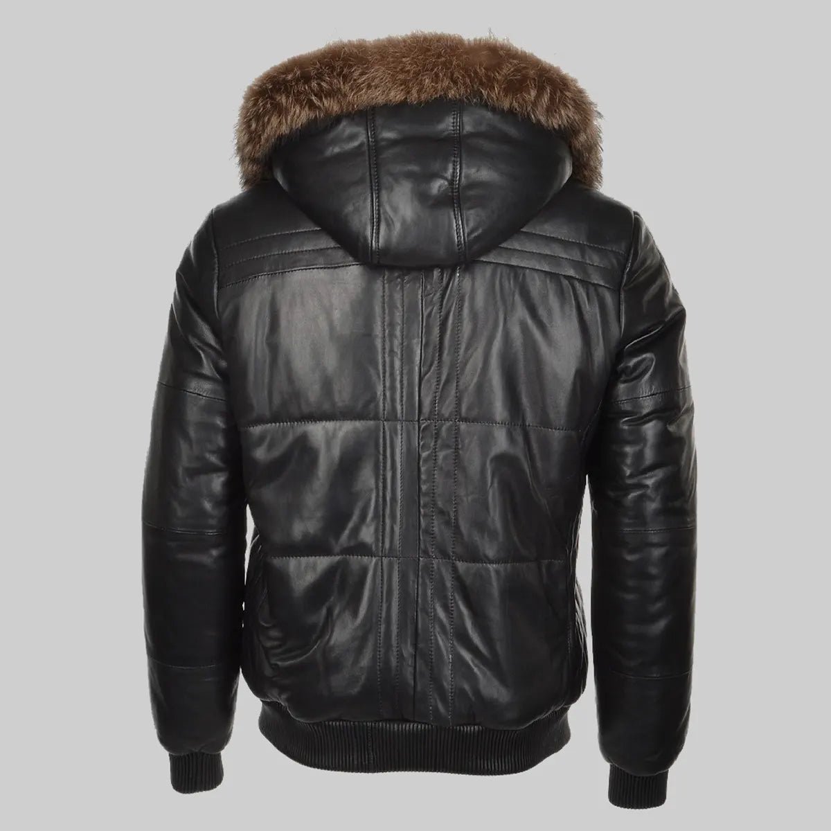 MIRLZAR Carter Men’s Black Bomber Fur Hooded Leather Jacket – Urban Winter Edition - Image 3