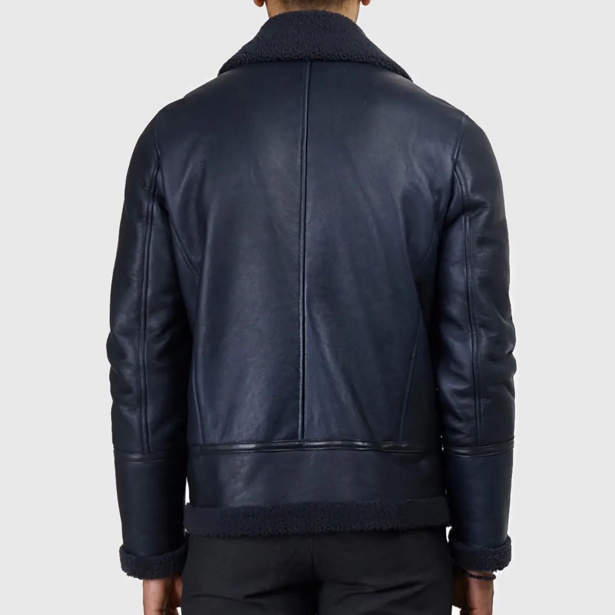 MIRLZAR Carter Men’s Blue B-3 Bomber Leather Jacket – Aviator Heritage Winter Edition - Image 2