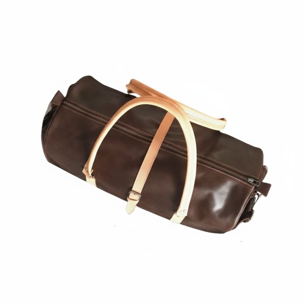 Choco & Tan Full-Grain Pull-Up Leather Duffel Bag – Mirlzar 3