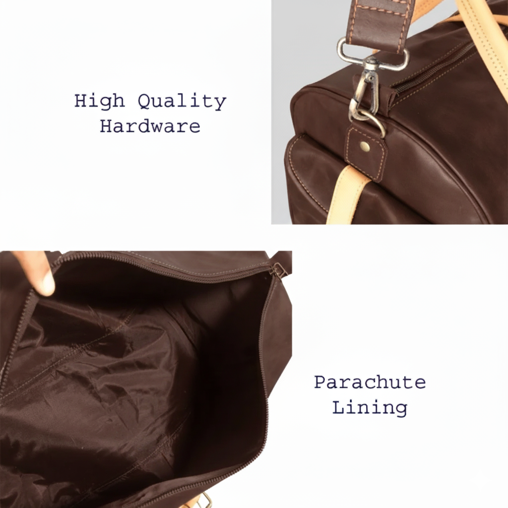 Choco & Tan Full-Grain Pull-Up Leather Duffel Bag – Mirlzar 5