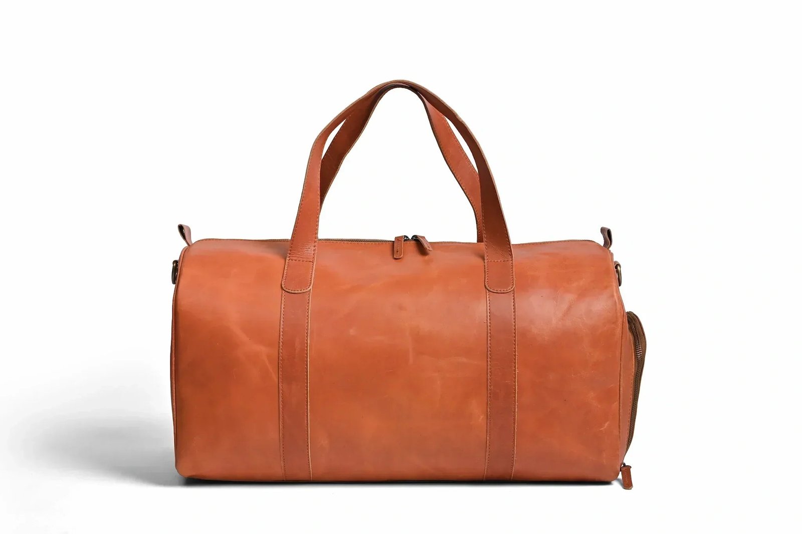 Mirlzar Shangrila Tan Full-Grain Pull-Up Leather Duffel Bag - Image 3