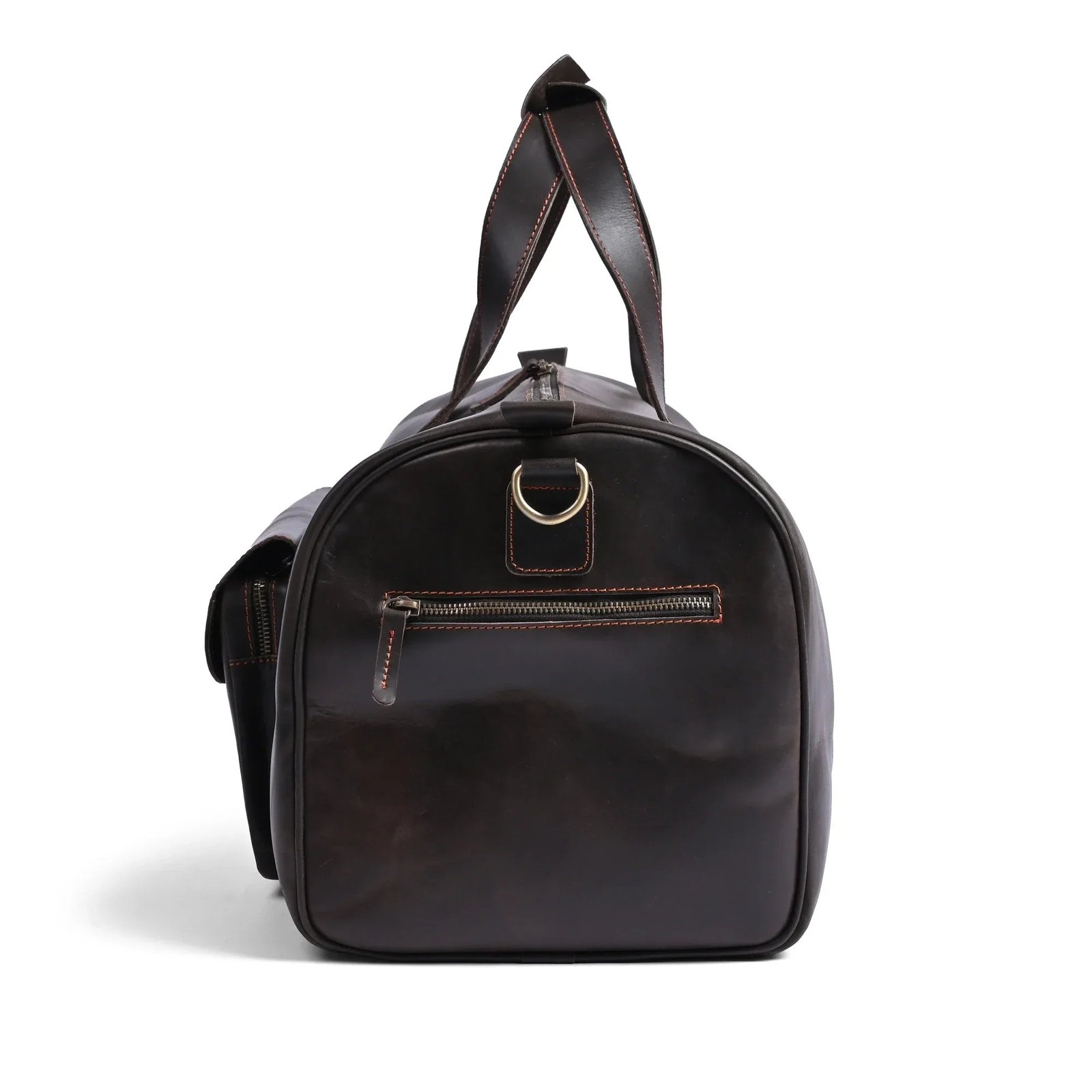 Mirlzar Choco Full-Grain Pull-Up Leather Duffel Bag - Image 4
