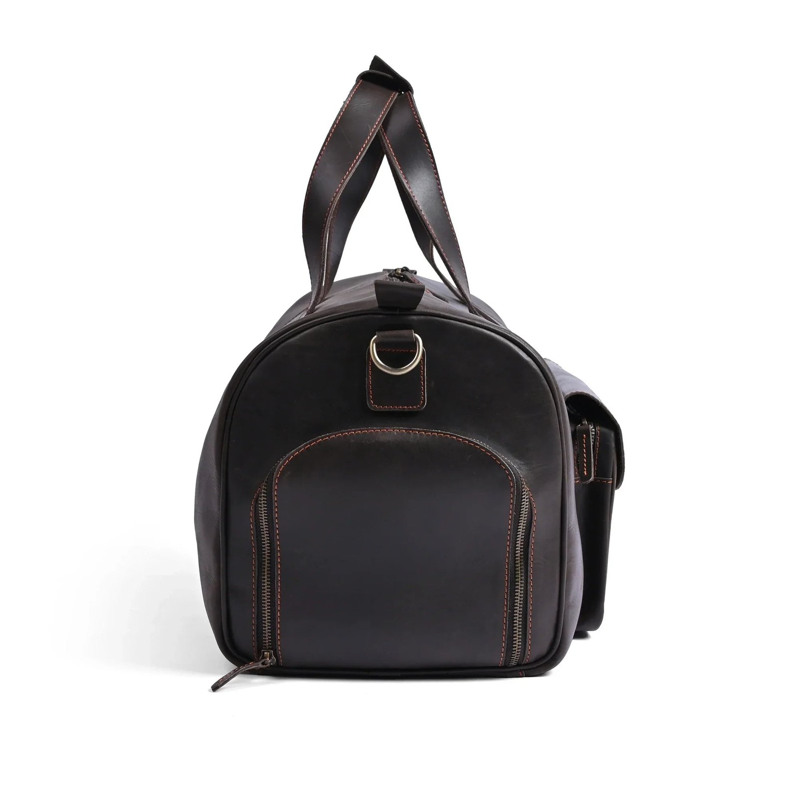 Mirlzar Choco Full-Grain Pull-Up Leather Duffel Bag - Image 8
