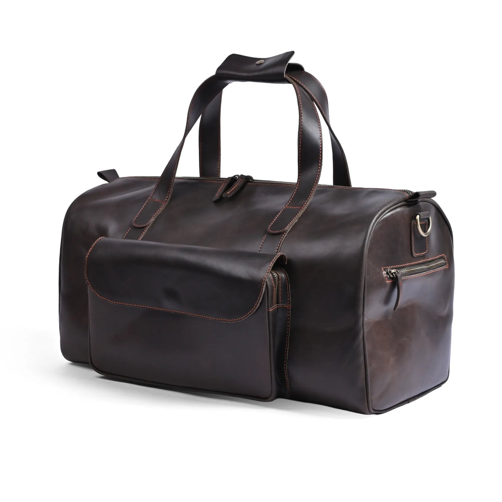 Mirlzar Choco Full-Grain Pull-Up Leather Duffel Bag - Image 7
