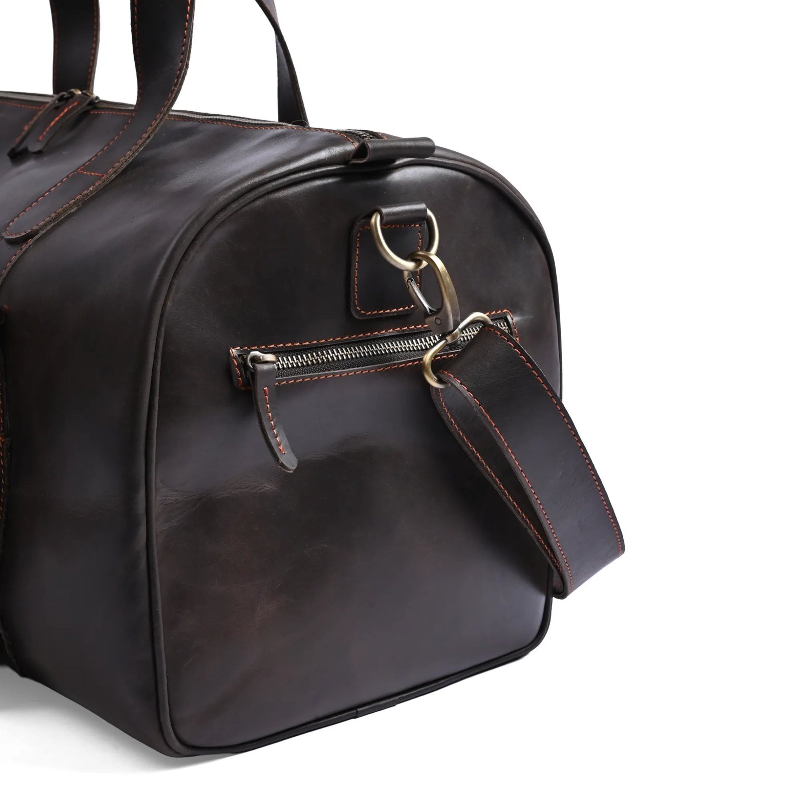 Mirlzar Choco Full-Grain Pull-Up Leather Duffel Bag - Image 9