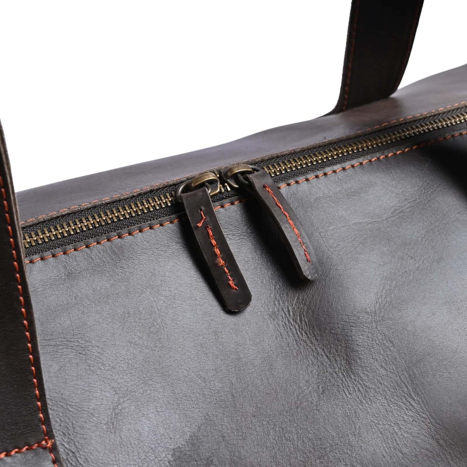 Mirlzar Choco Full-Grain Pull-Up Leather Duffel Bag - Image 10